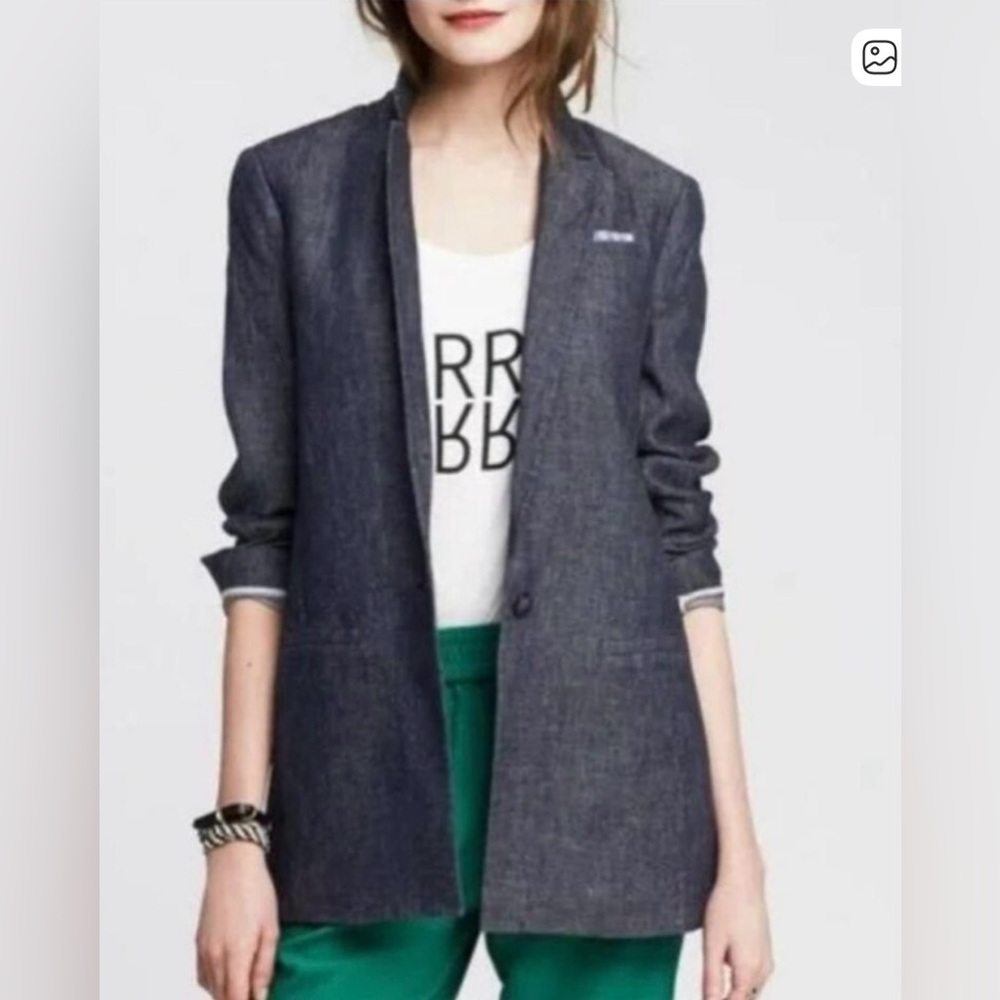 NWT Banana Republic Blue Linen Blazer - sz 14